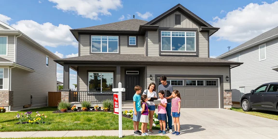 Discover Edmonton homes for sale featuring a welcoming family exploring a beautiful house.