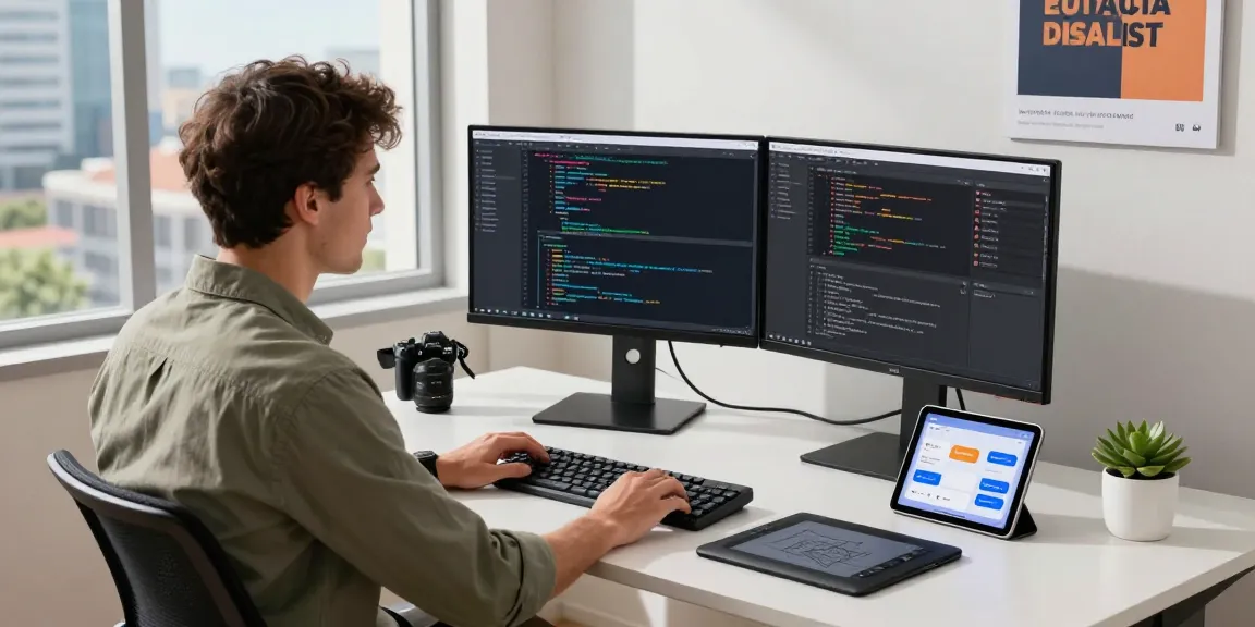 Workspace showcasing a focused developer at the WPS Official Website, creating innovative software solutions.